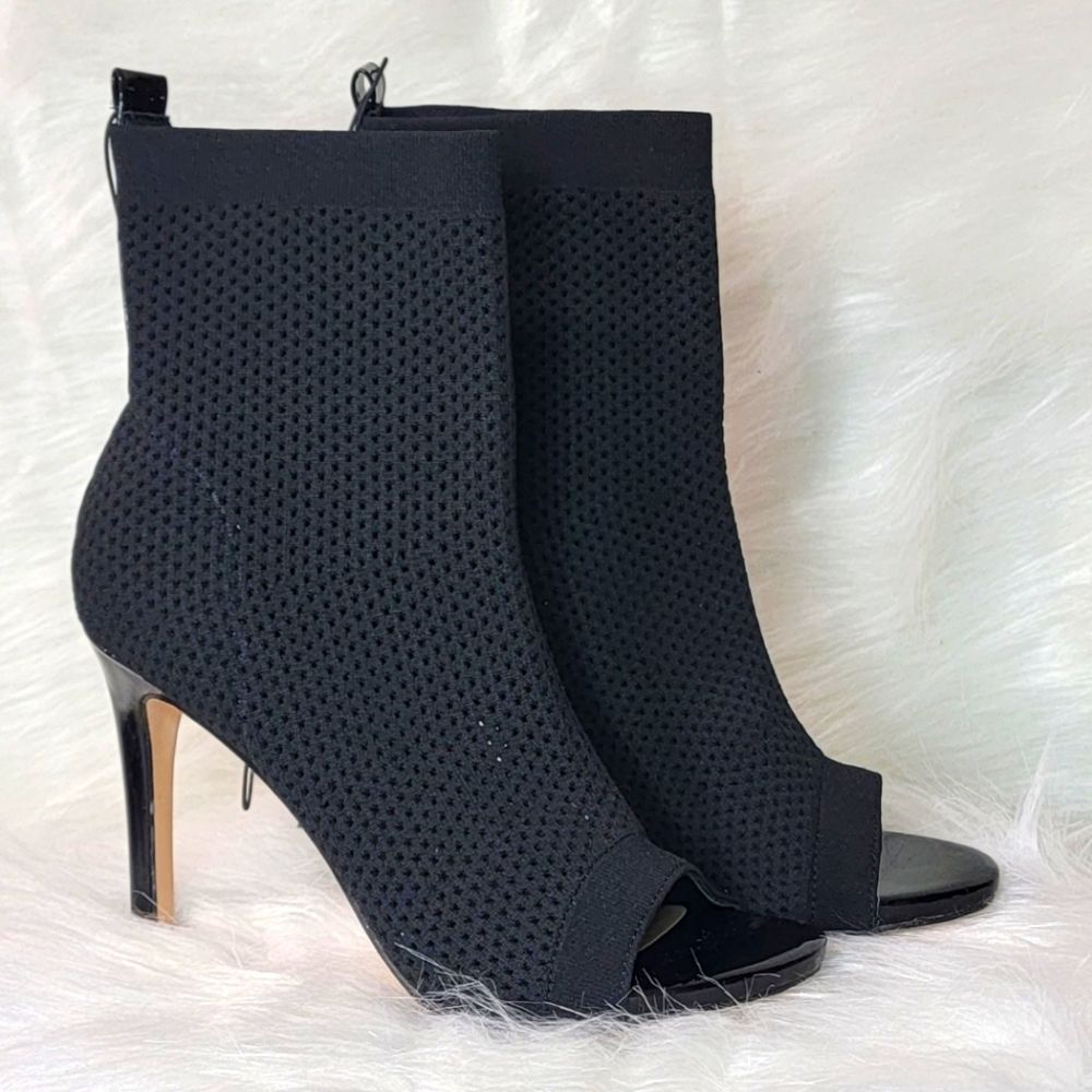 NWOB CATHERINE BLACK MESH PEEP TOE BOOTIES